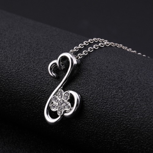 Teamer  New Fashion Dog Footprints With Crystal Choker Necklace Paw Pendant Jewelry For Women And Girl As Birthday Gifts 