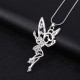 My Shape Tinkerbell Fairy Angel Jewelry Clear Rhinestone Necklace Crystal Wings Silver Plated Pendant for Teen Girls And Women